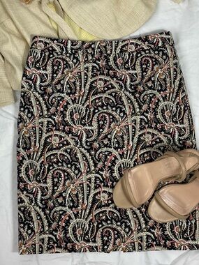 J. Crew Black Paisley-Print Lined No. 2 Pencil Skirt